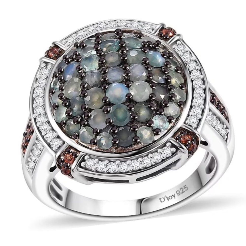 NWT Alexandrite Ring W/Brown & White Zircons in Rhodium over .925